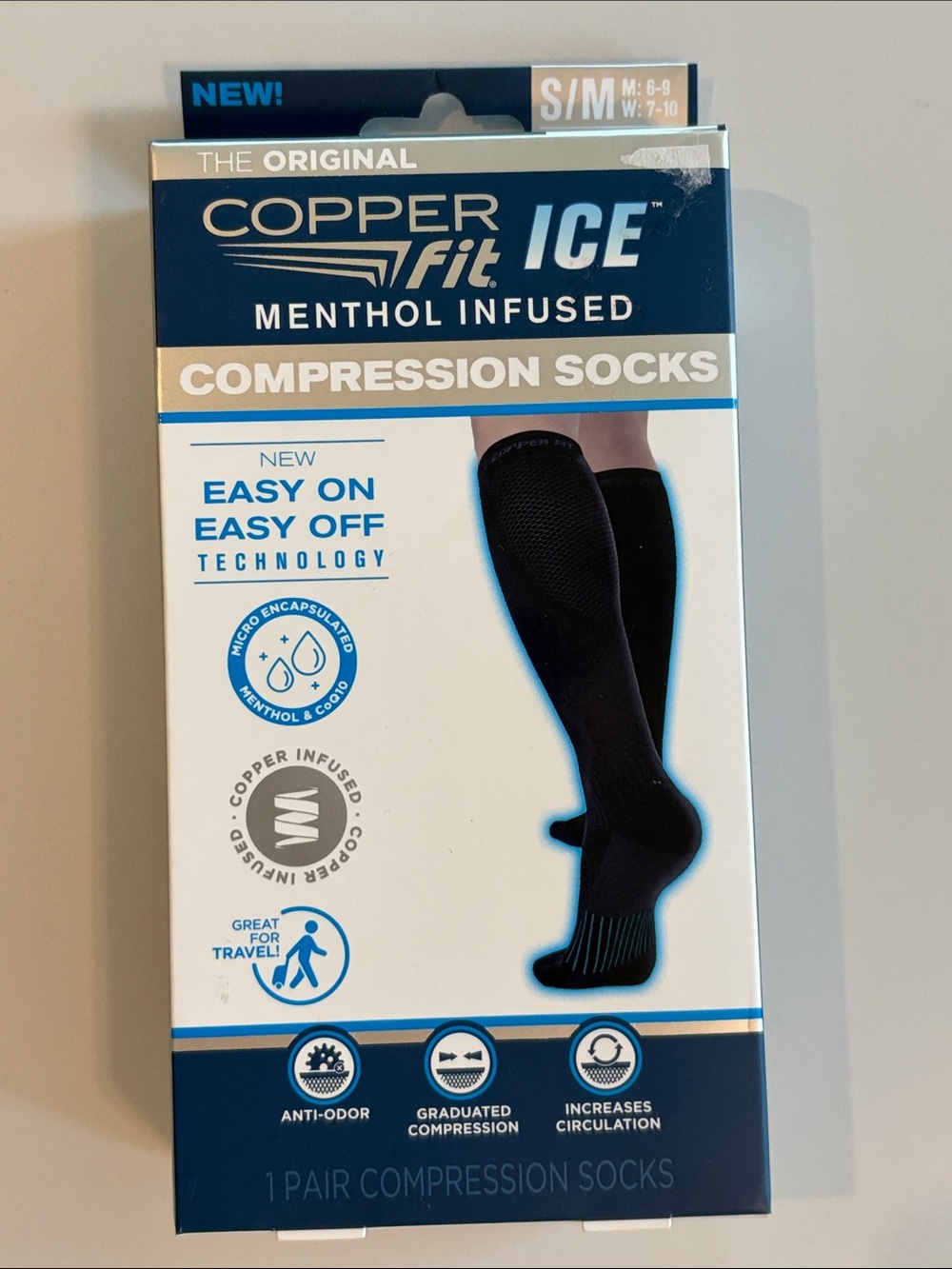 Copper Fit Ice Menthol Infused Compression Socks Womens Medium Shoe Size 7 - 10